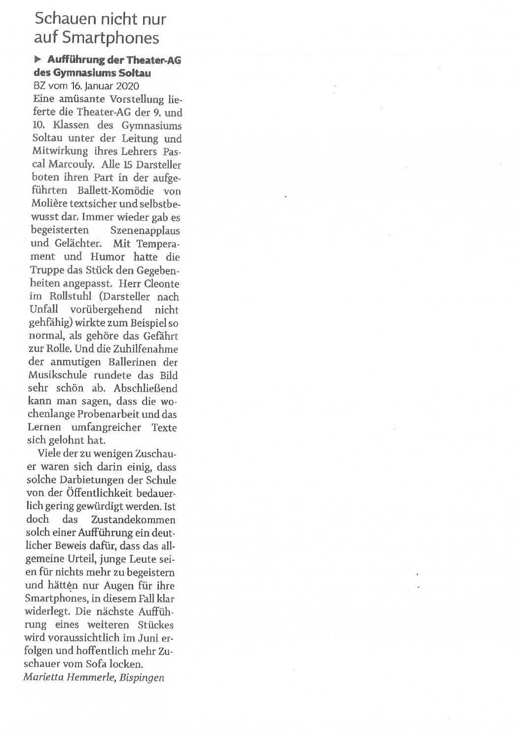 Pressebericht vom 02.03.2020 – Böhme-Zeitung